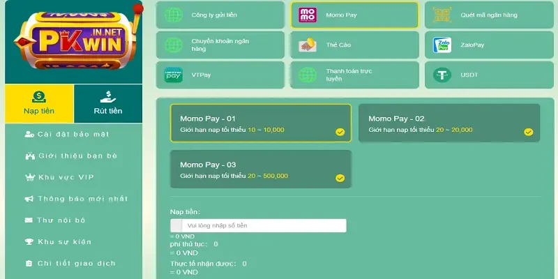 gửi tiền ví game cược